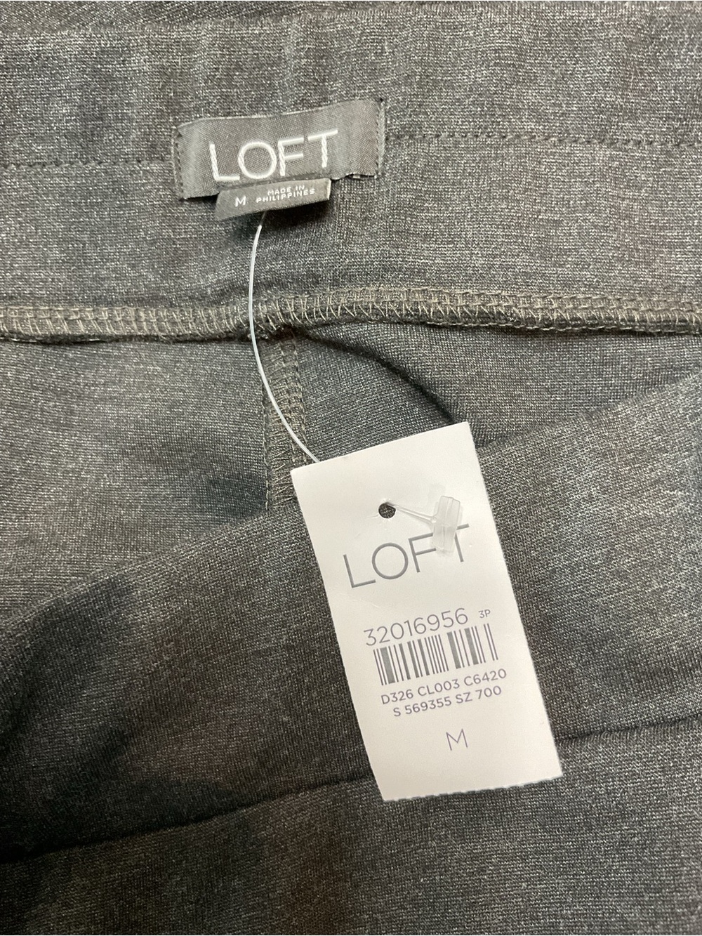 LOFT NWT Charcoal Heather Grey Wide Leg Pull-On Pants Workwear Medium M - Picture 9 of 10